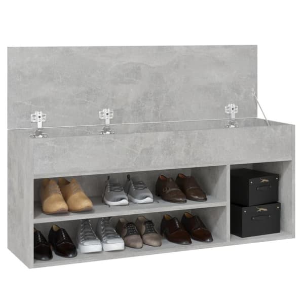 vidaXL Skobenk betonggrå 105x30x45 cm sponplater