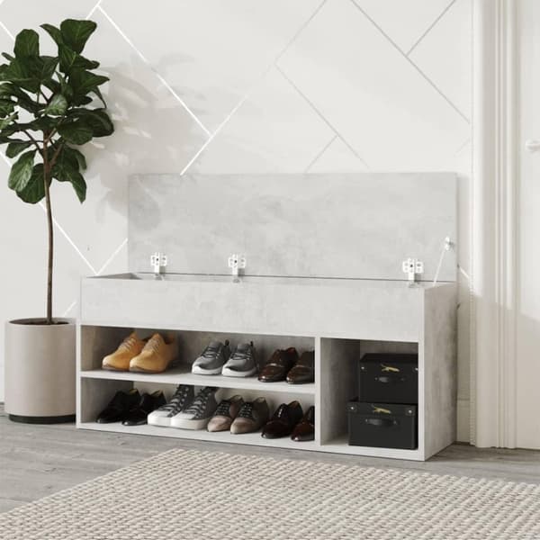 vidaXL Skobenk betonggrå 105x30x45 cm sponplater