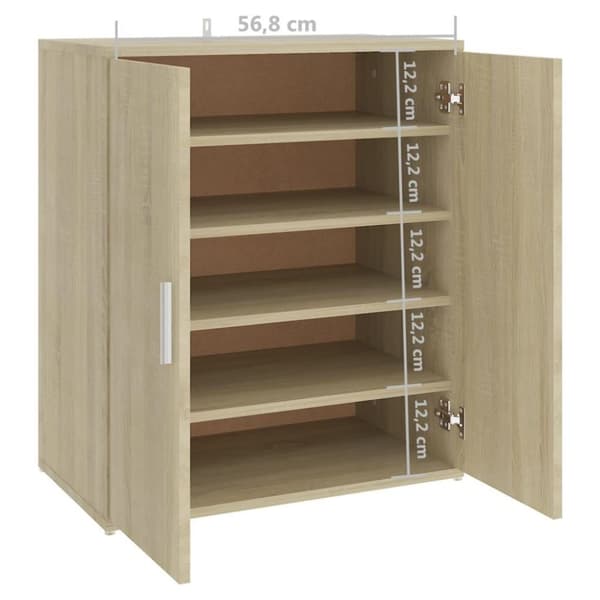 vidaXL Skoskap sonoma eik 60x35x70 cm sponplate