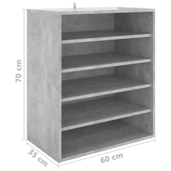 vidaXL Skoskap betonggrå 60x35x70 cm sponplate