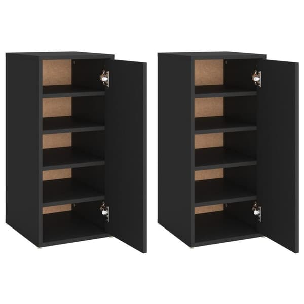 vidaXL Skoskap svart 2 stk 32x35x70 cm sponplate