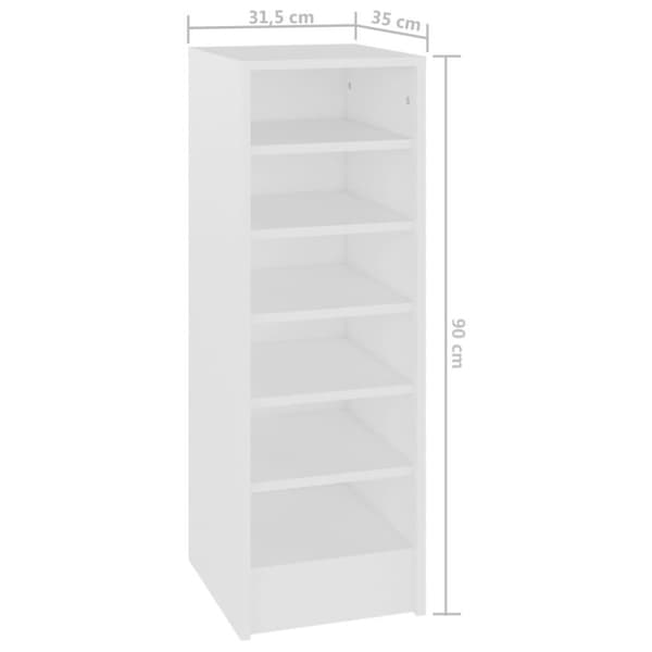 vidaXL Skoskap hvit 31,5x35x90 cm sponplate