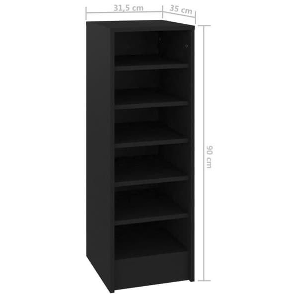 vidaXL Skoskap svart 31,5x35x90 cm sponplate