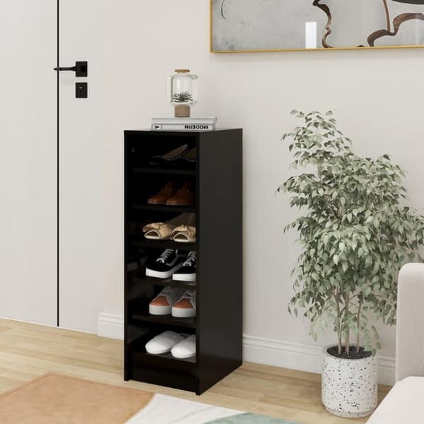 vidaXL Skoskap svart 31,5x35x90 cm sponplate