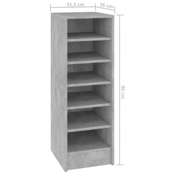 vidaXL skoskab 31,5x35x90 cm spånplade betongrå