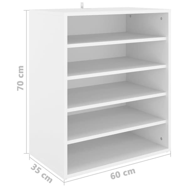 vidaXL Skoskap hvit 60x35x70 cm sponplate