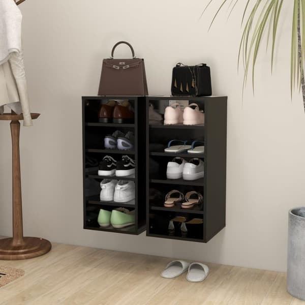 vidaXL skoreoler 2 stk. 31,5x35x70 cm spånplade sort