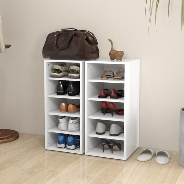 vidaXL Skoskap hvit 2 stk 31,5x35x70 cm sponplate