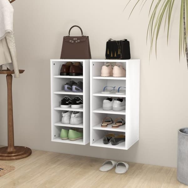 vidaXL Skoskap hvit 2 stk 31,5x35x70 cm sponplate