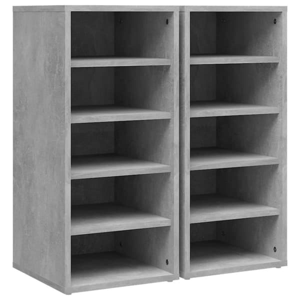 vidaXL Skoskap betonggrå 2 stk 31,5x35x70 cm sponplate