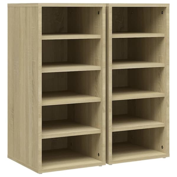 vidaXL Skoskap sonoma eik 2 stk 31,5x35x70 cm sponplate