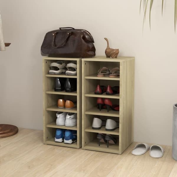 vidaXL skoreoler 2 stk. 31,5x35x70 cm spånplade sonoma-eg