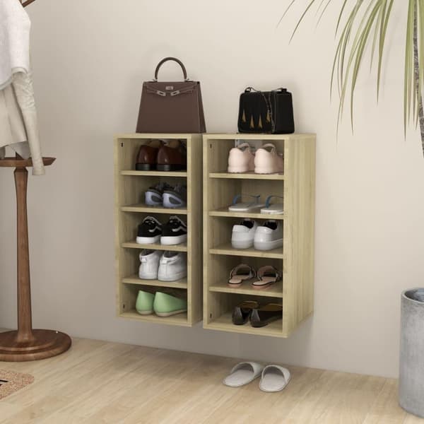 vidaXL skoreoler 2 stk. 31,5x35x70 cm spånplade sonoma-eg