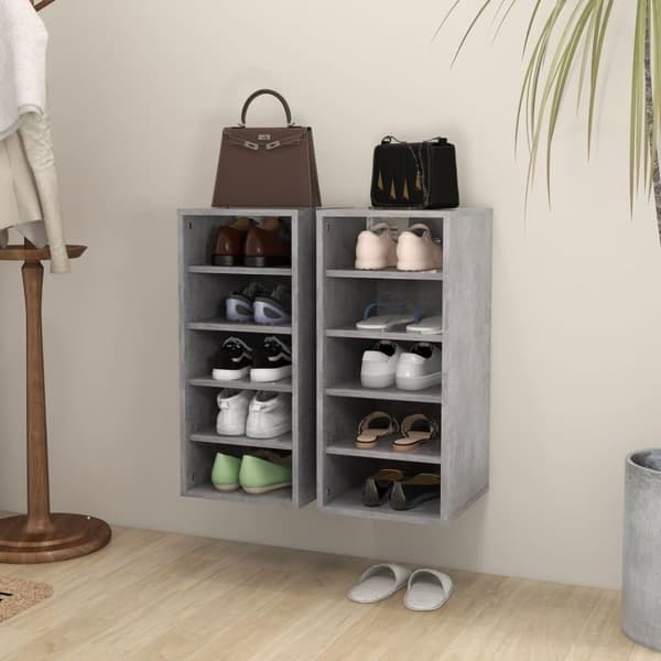 vidaXL skoreoler 2 stk. 31,5x35x70 cm spånplade betongrå
