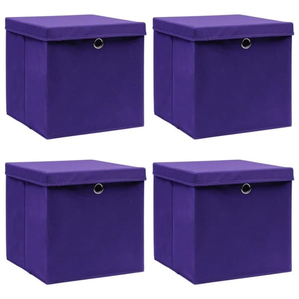 vidaXL Oppbevaringsbokser med deksler 4 stk 28x28x28 cm lilla