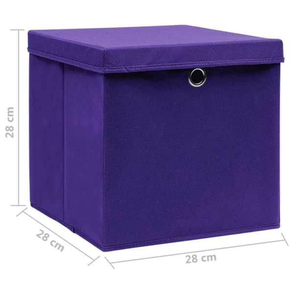 vidaXL Oppbevaringsbokser med deksler 10 stk 28x28x28 cm lilla