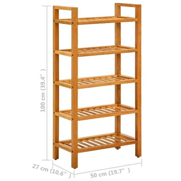 vidaXL skostativ med 5 hylder 50x27x100 cm massivt egetræ