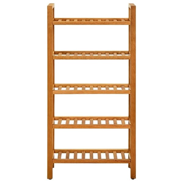 vidaXL skostativ med 5 hylder 50x27x100 cm massivt egetræ