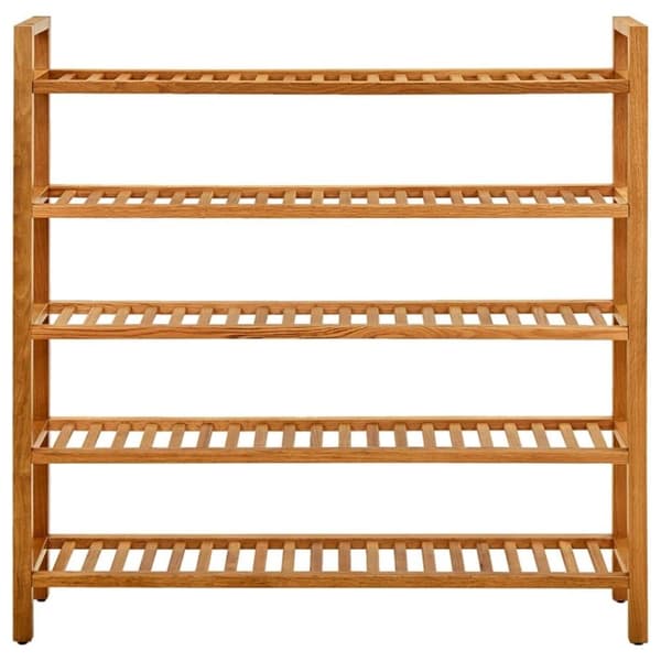 vidaXL skostativ med 5 hylder 100x27x100 cm massivt egetræ