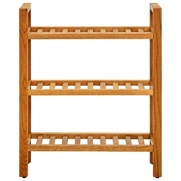 vidaXL Skostativ med 3 hyller 50x27x60 cm heltre eik