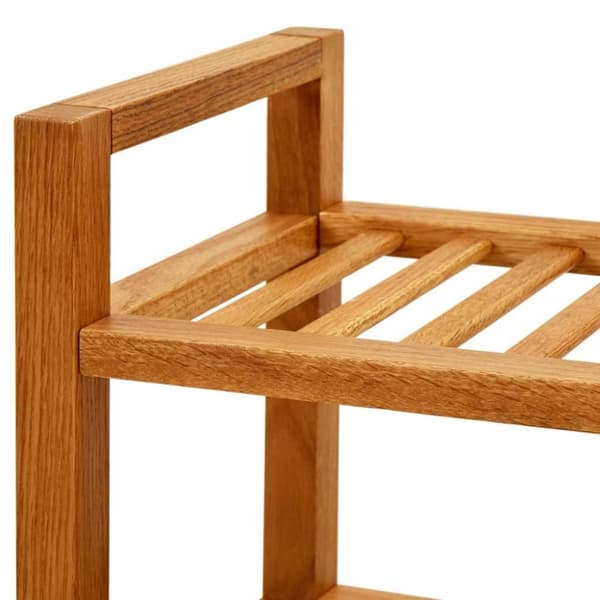 vidaXL Skostativ med 2 hyller 100x27x40 cm heltre eik