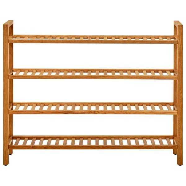 vidaXL Skostativ med 4 hyller 100x27x80 cm heltre eik