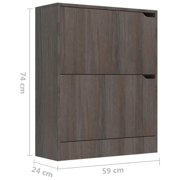 vidaXL Skoskåp med 2 dörrar grå sonoma-ek 59x24x74 cm spånskiva