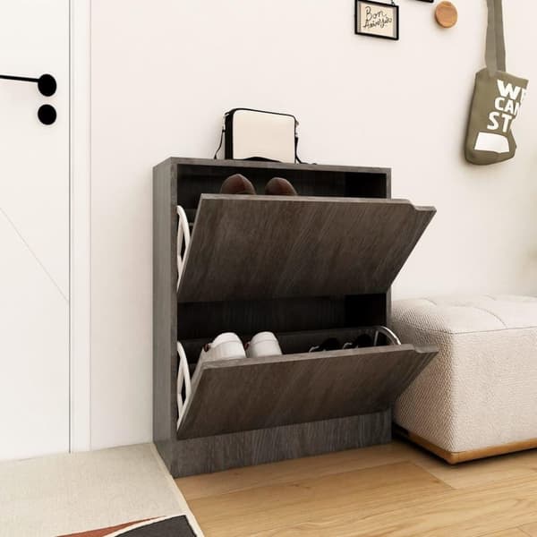 vidaXL Skoskåp med 2 dörrar grå sonoma-ek 59x24x74 cm spånskiva