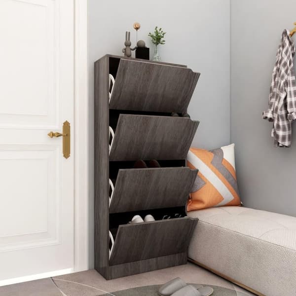 vidaXL Kenkäkaappi 4 ovella harmaa Sonoma-tammi 59x24x136 cm lastulevy