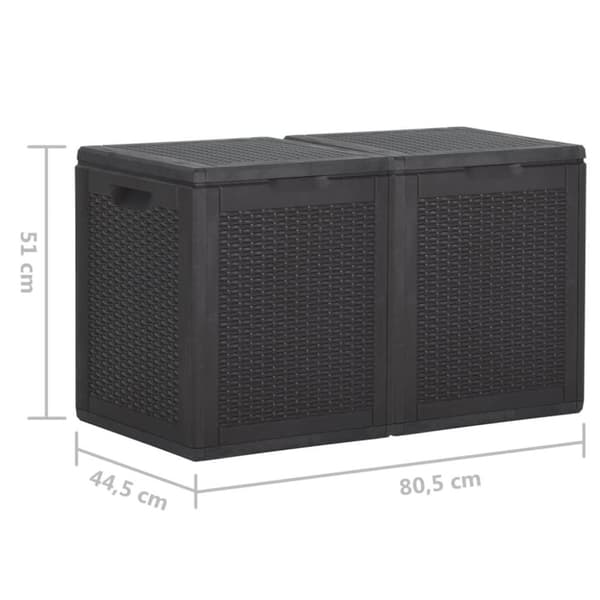 vidaXL Putekasse for hage 180 L svart PP rotting