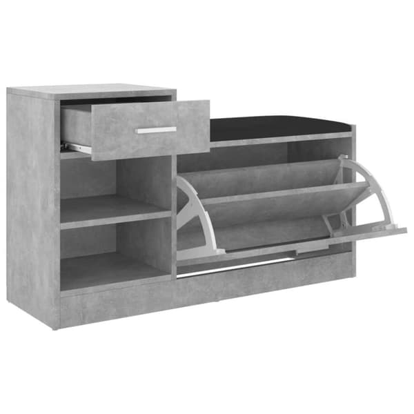 vidaXL Skobänk betonggrå 94,5x31x57 cm spånskiva