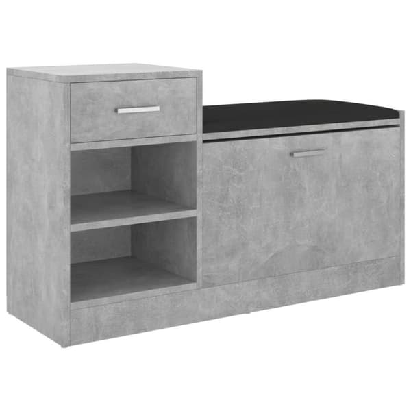vidaXL Skobänk betonggrå 94,5x31x57 cm spånskiva