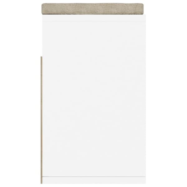 vidaXL skobænk med hynde 104x30x49 cm spånplade hvid og sonoma-eg