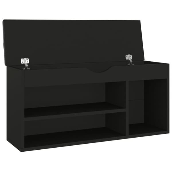 vidaXL skobænk med hynde 104x30x49 cm spånplade sort