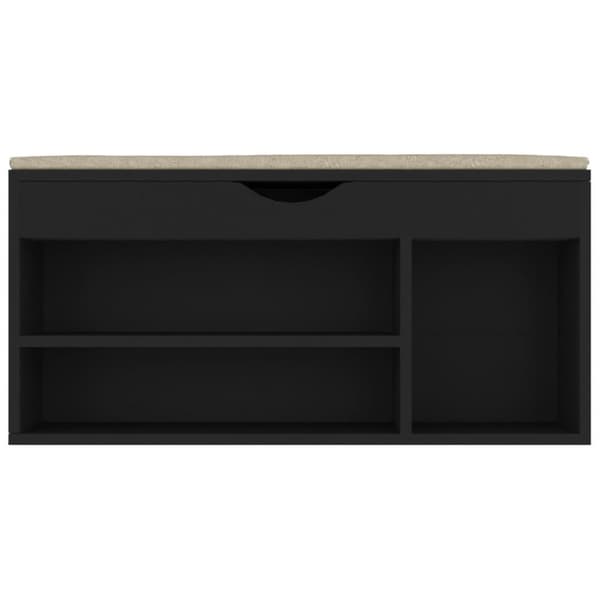 vidaXL skobænk med hynde 104x30x49 cm spånplade sort