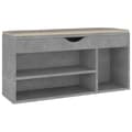 Miniatyrbillede 2 af 10: vidaXL skobænk med hynde 104x30x49 cm spånplade betongrå