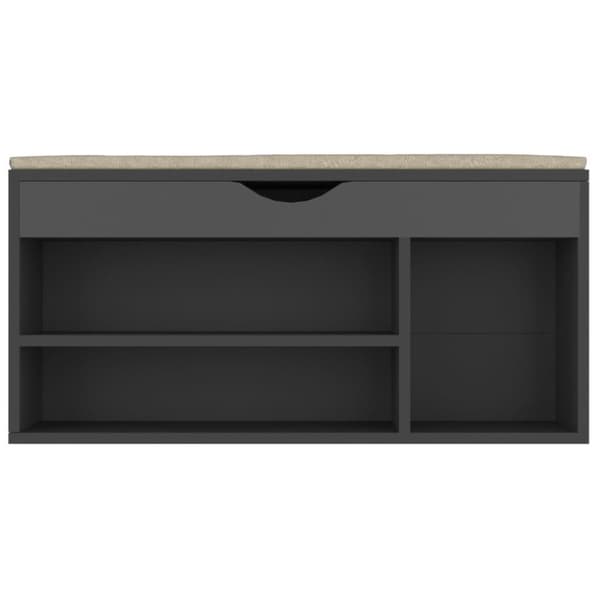 vidaXL skobænk med hynde 104x30x49 cm spånplade grå