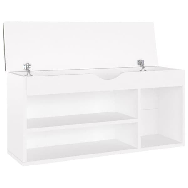vidaXL skobænk med hynde 104x30x49 cm spånplade hvid