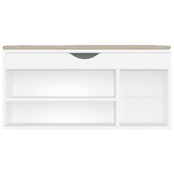 vidaXL skobænk med hynde 104x30x49 cm spånplade hvid