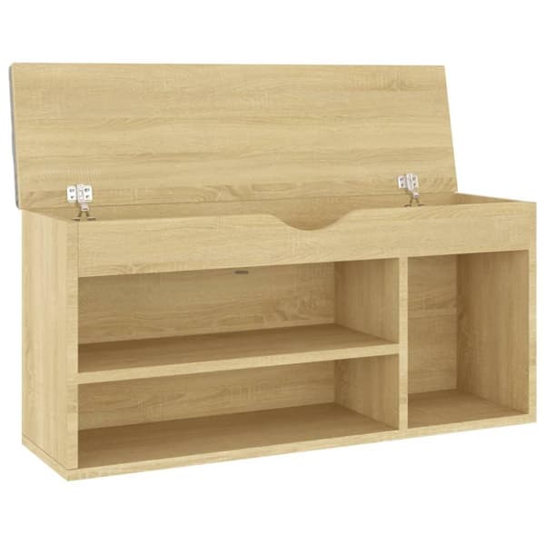 vidaXL Skobänk med dyna sonoma-ek 104x30x49 cm spånskiva