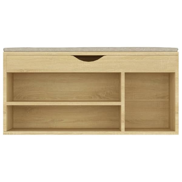 vidaXL Skobänk med dyna sonoma-ek 104x30x49 cm spånskiva