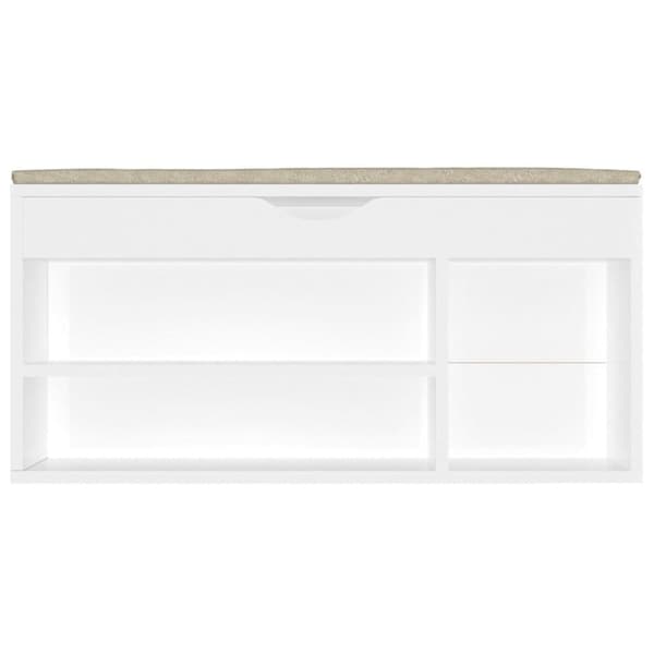 vidaXL skobænk med hynde 104x30x49 cm spånplade hvid højglans