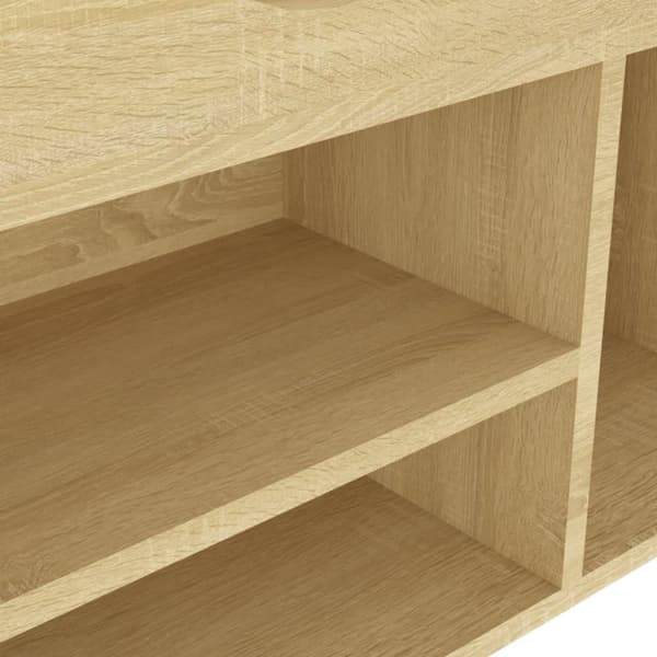 vidaXL skobænk med hynde 104x30x49 cm spånplade sonoma-eg