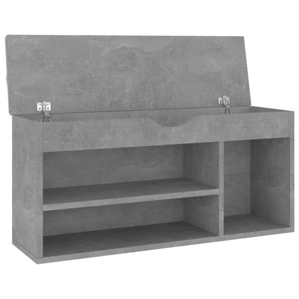 vidaXL Skobänk med dyna betonggrå 104x30x49 cm spånskiva