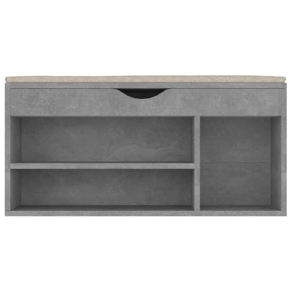 vidaXL Skobänk med dyna betonggrå 104x30x49 cm spånskiva