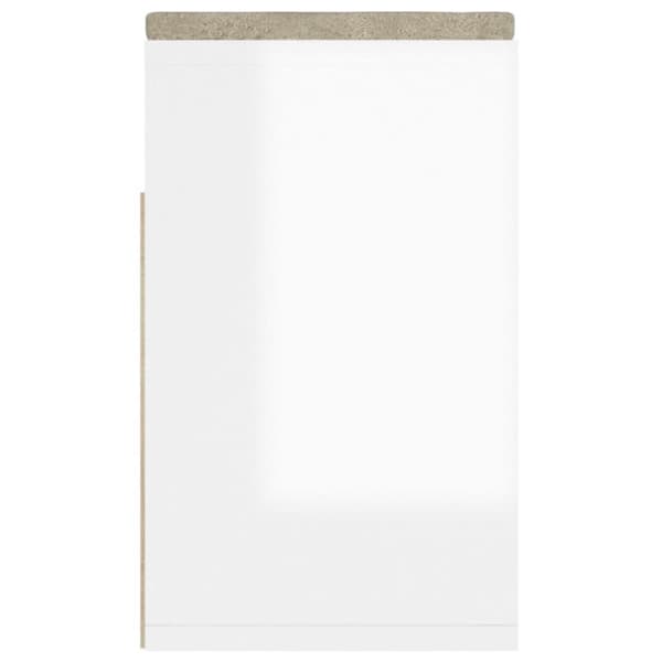 vidaXL Skobänk med dyna vit högglans 104x30x49 cm spånskiva
