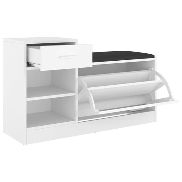 vidaXL Skobänk vit 94,5x31x57 cm spånskiva