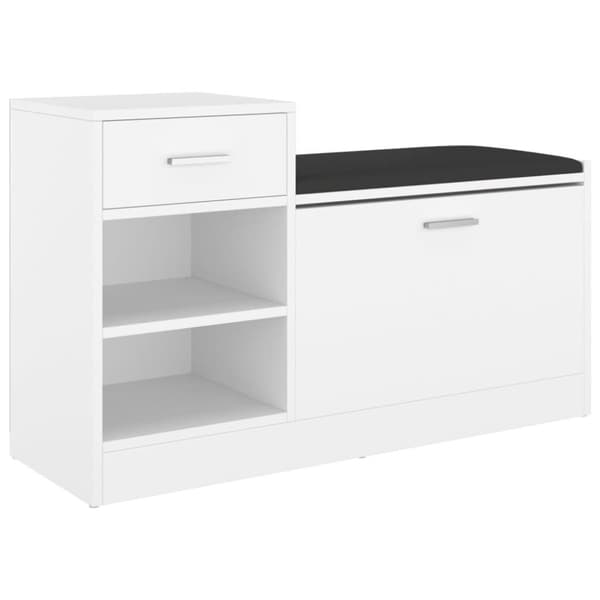 vidaXL Skobänk vit 94,5x31x57 cm spånskiva