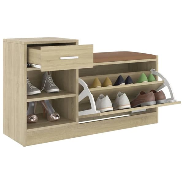 vidaXL skobænk 94,5x31x57 cm spånplade sonoma-eg
