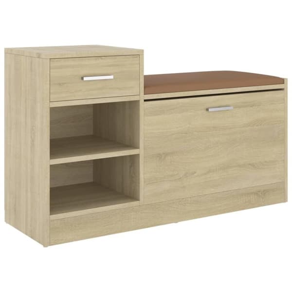 vidaXL skobænk 94,5x31x57 cm spånplade sonoma-eg